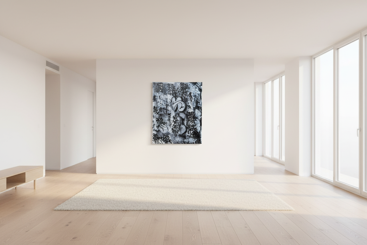 Black and White Graffiti Tag Canvas Art | Sticker Wall Inspired Melbourne Wall Art