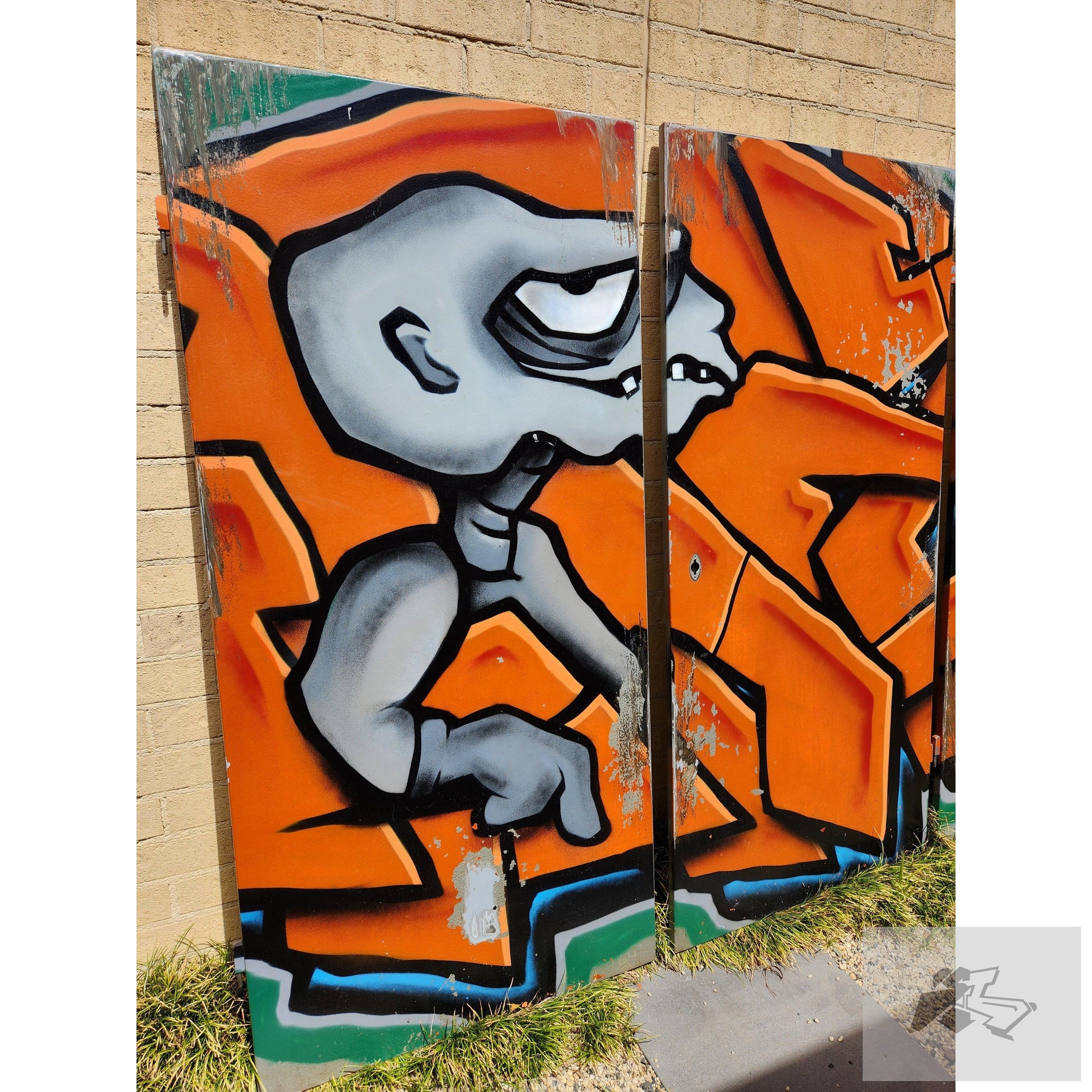 Four panel graffiti letters with skeleton character-Silence Melbourne