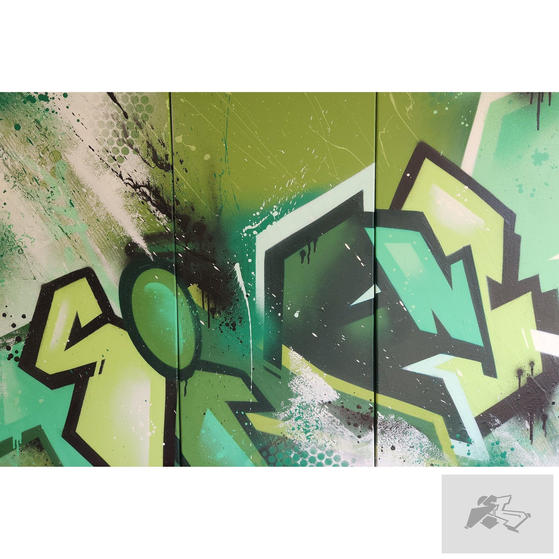 Graffiti lettering canvas (3 panels) - Silence piece-Silence Melbourne