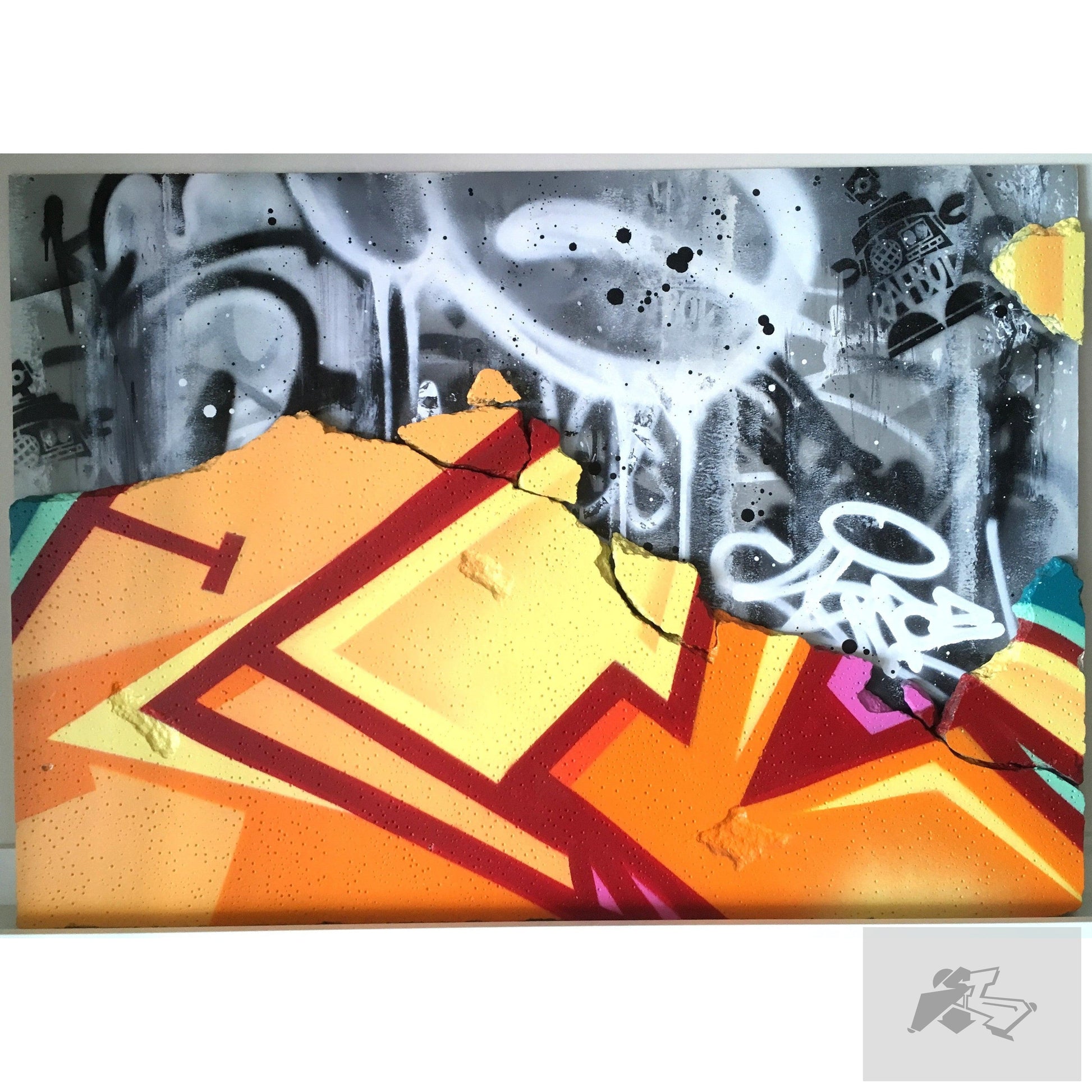 Orange and yellow graffiti canvas - Industrial art-Silence Melbourne