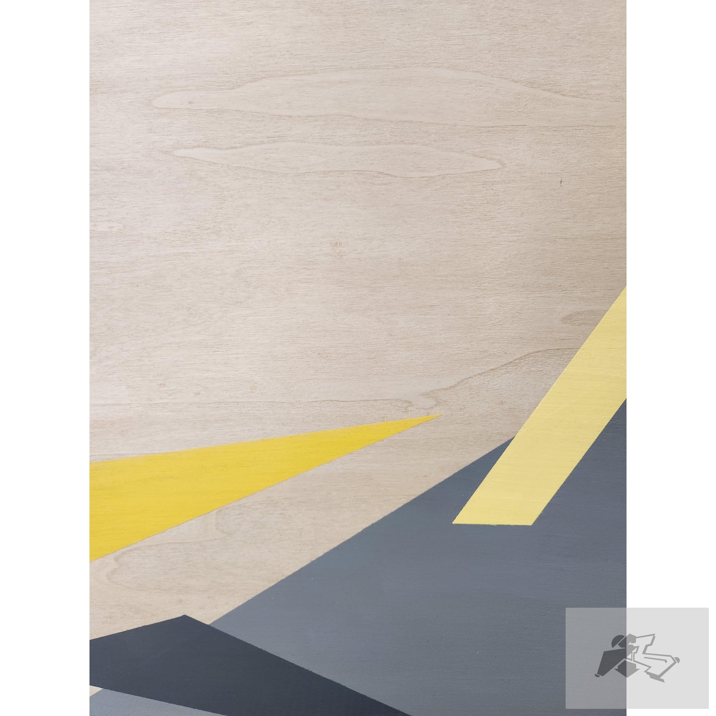 Yellow and gray on wood minimalist art canvas-Silence Melbourne